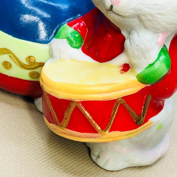 Vintage 90s HOLIDAY FRIENDS Mouse Drummer Candleholder Bisque Figurine - Picture 4 of 11